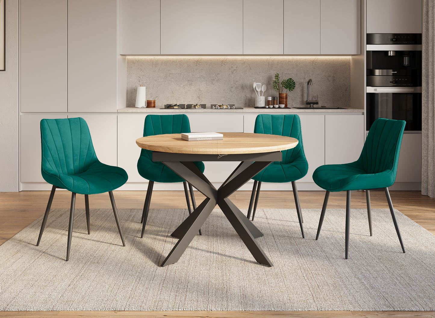 Lot de 4 chaises design en velours vert HÔRA