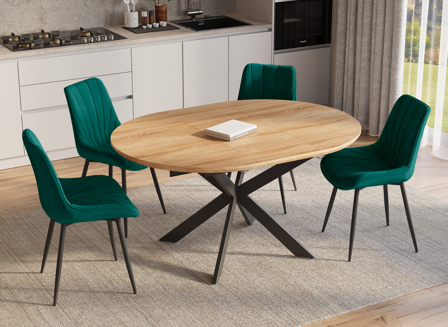 Lot de 4 chaises design en velours vert HÔRA