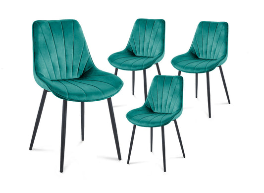 Lot de 4 chaises design en velours vert HÔRA