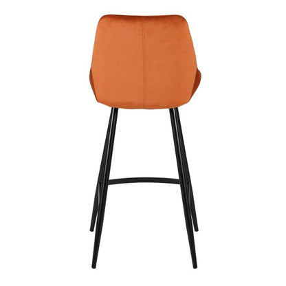 Chaise de bar velours cognac piètement métal noir Hôra