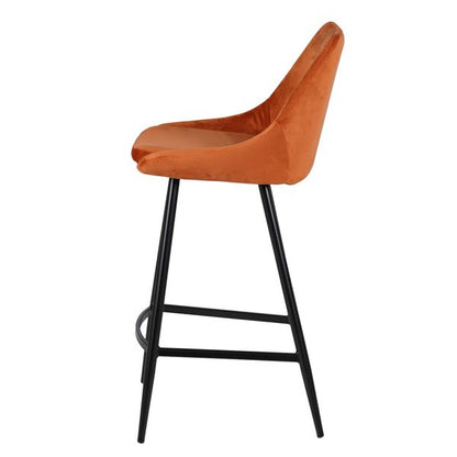 Chaise de bar velours cognac piètement métal noir Hôra